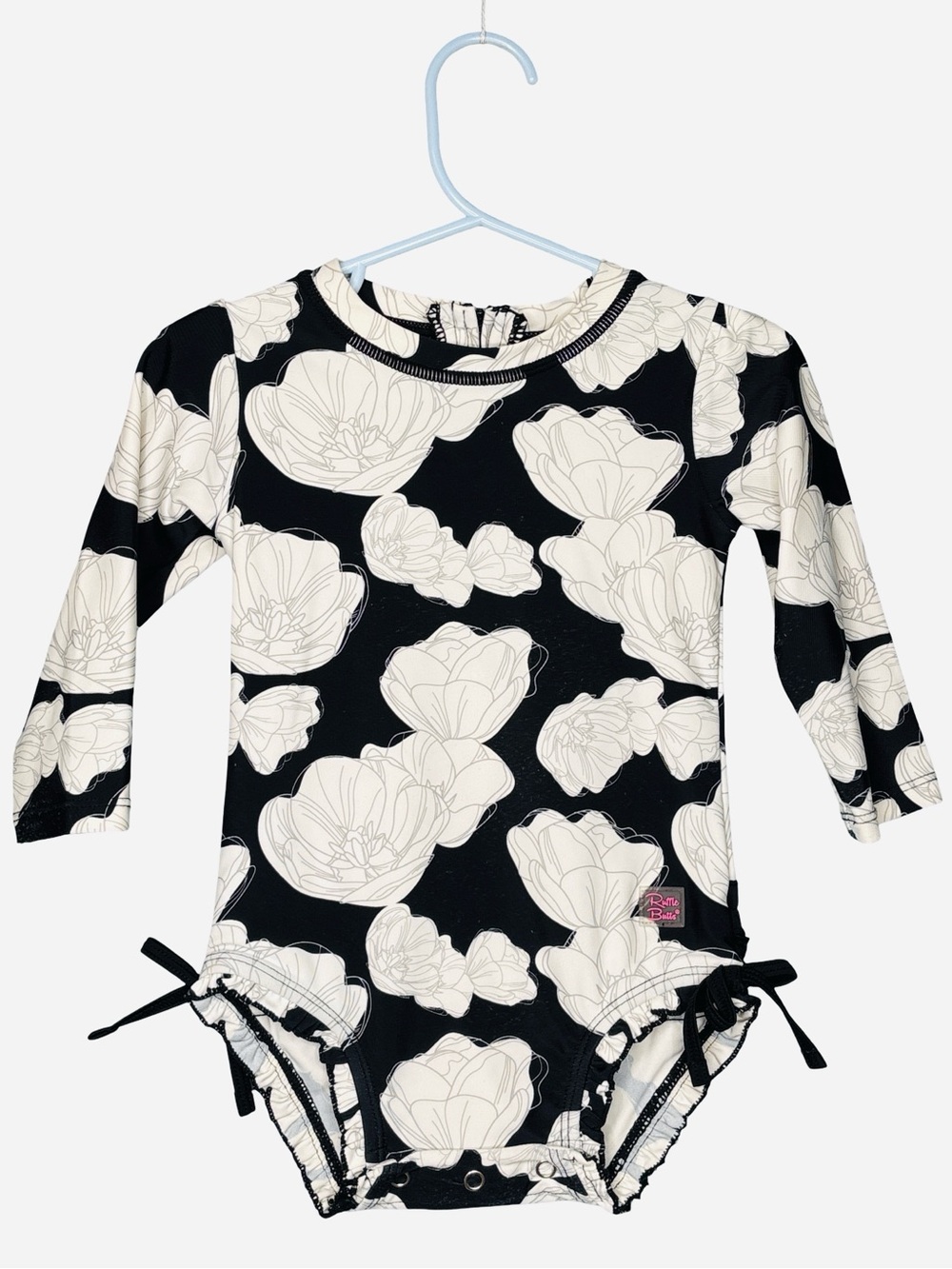 Ruffle Butts Black & White Floral Swimsuit